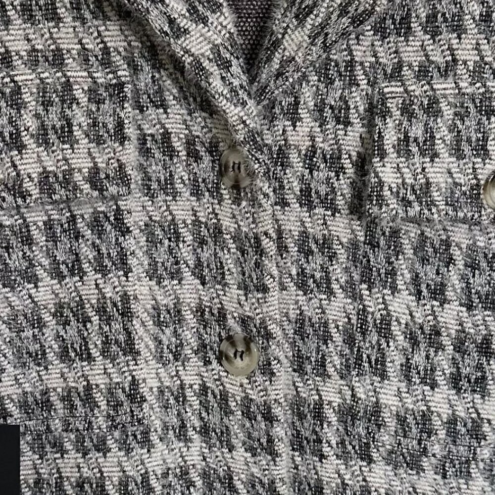 Liverpool Heather Houndstooth Fuzzy Button Front Boxy Jacket Women's Large - Picture 7 of 16